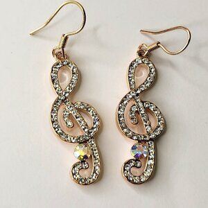 Gold Treble Clef Earrings, Music Note Earrings, Music Note, Dangle Earrings,